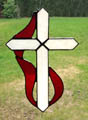 Stained Glass Christian Cross & Holy Spirit Flame Suncatcher