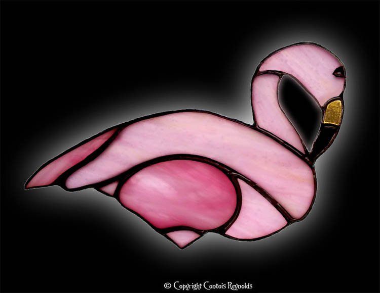 stained glass flamingo suncatcher
